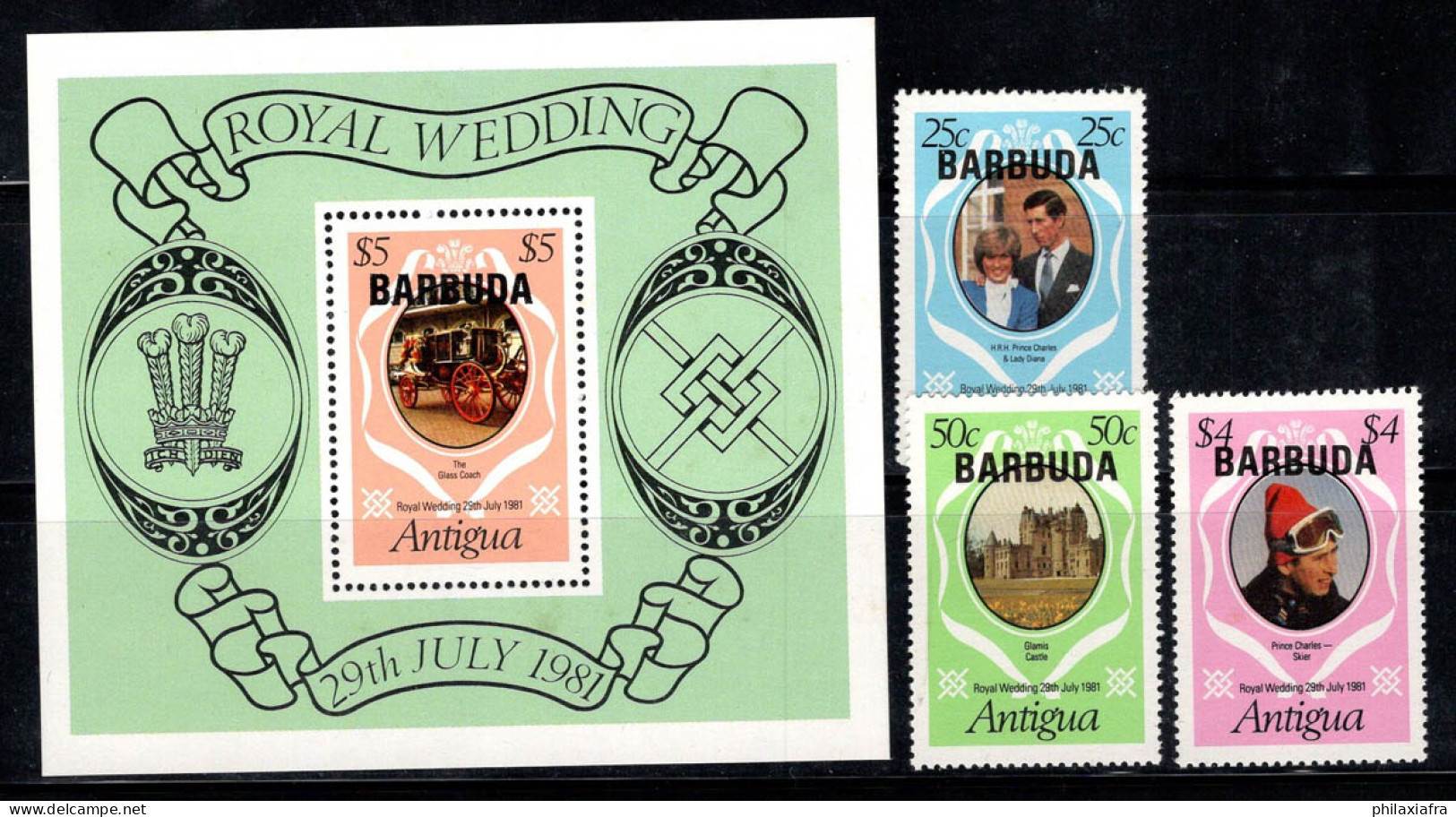 Barbuda 1981 Mi. Bl. 62, 568-570 Bloc Feuillet 100% Neuf ** Diana, Prince Charles - Barbuda (...-1981)