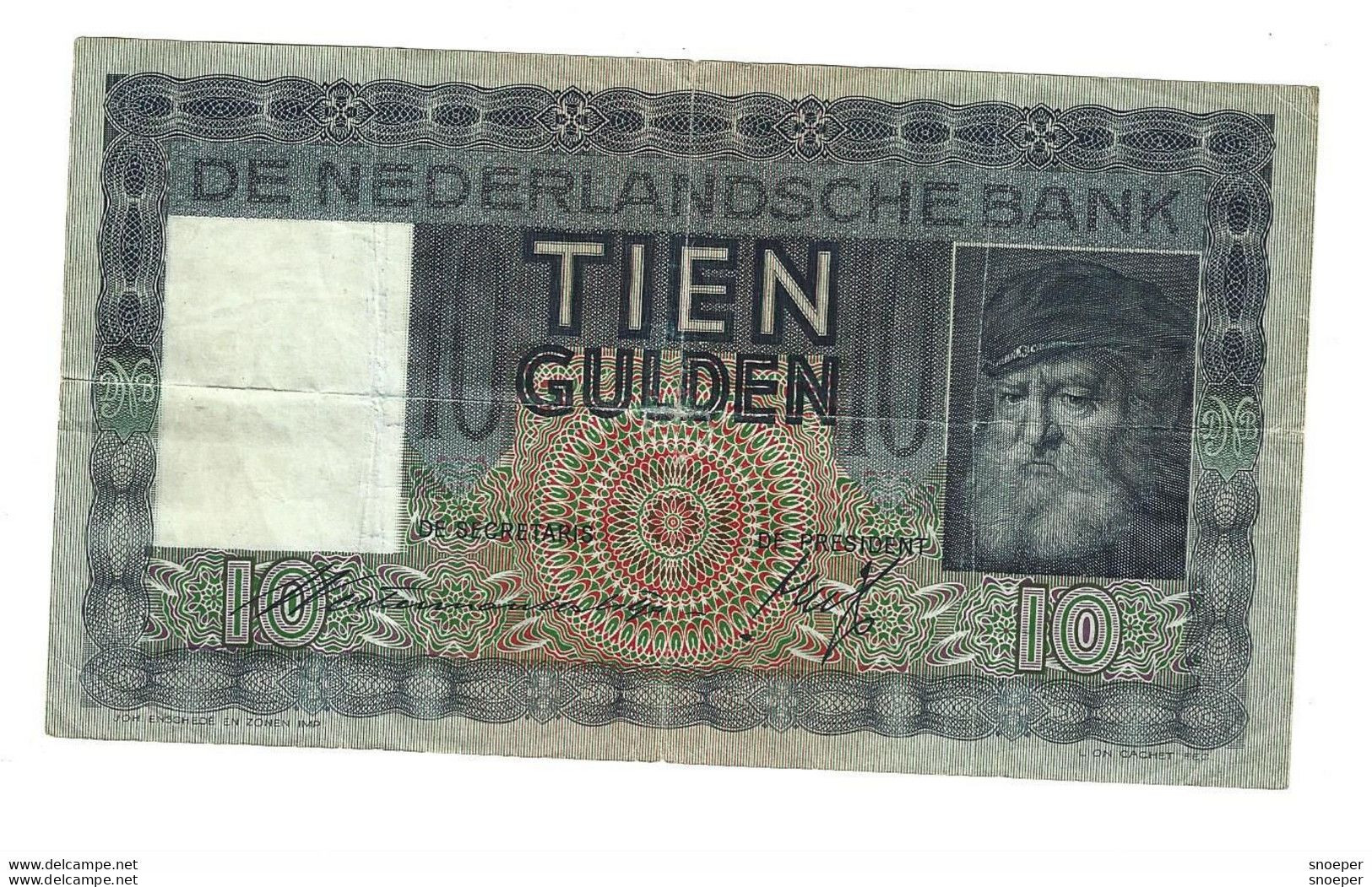 * NETHERLANDS 10 GULDEN 1937   52 - 5 Gulden