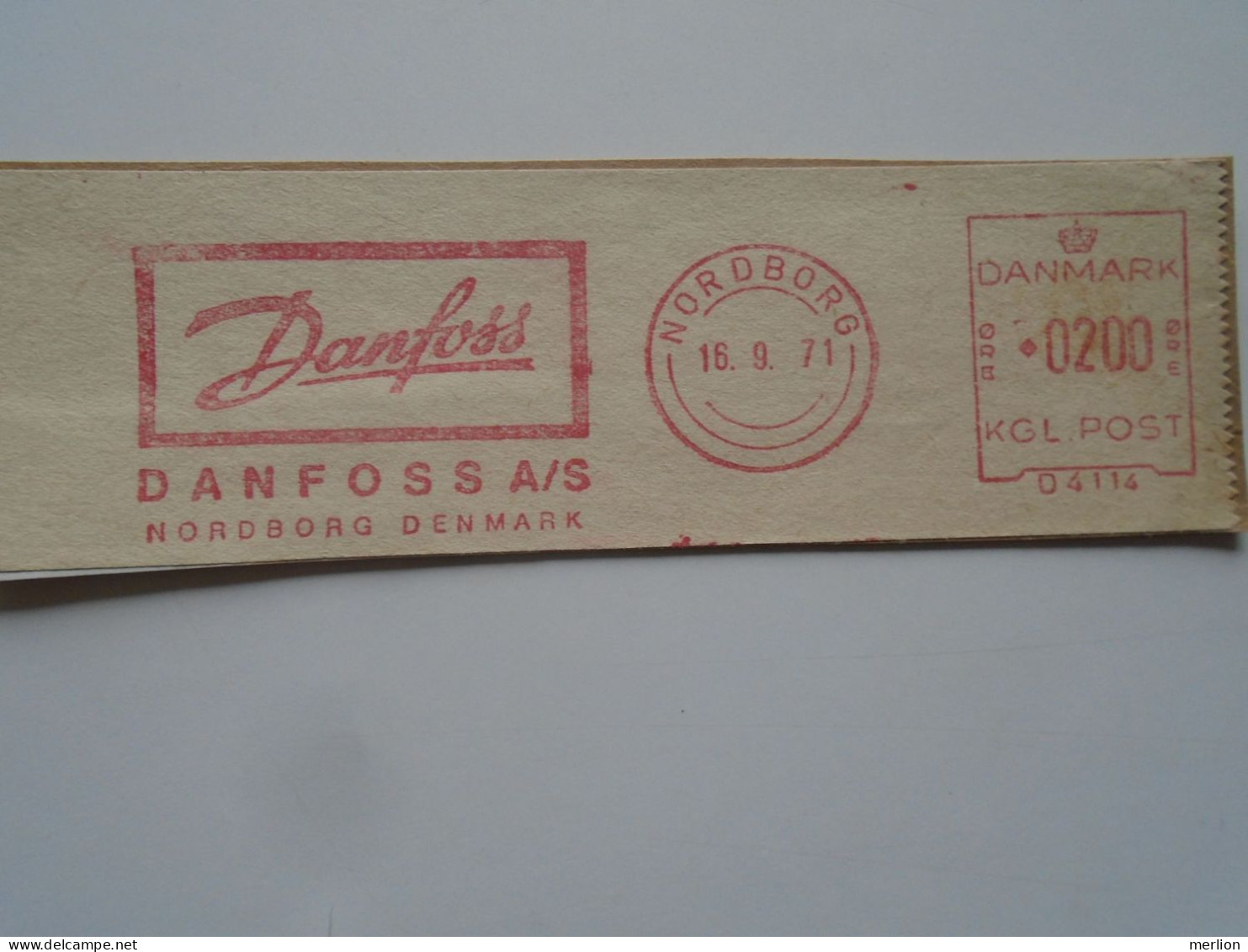 D200338  Red  Meter Stamp - EMA - Freistempel  - Denmark -Danmark - Danfoss - Nordborg 1971  - Electro - Franking Machines (EMA)