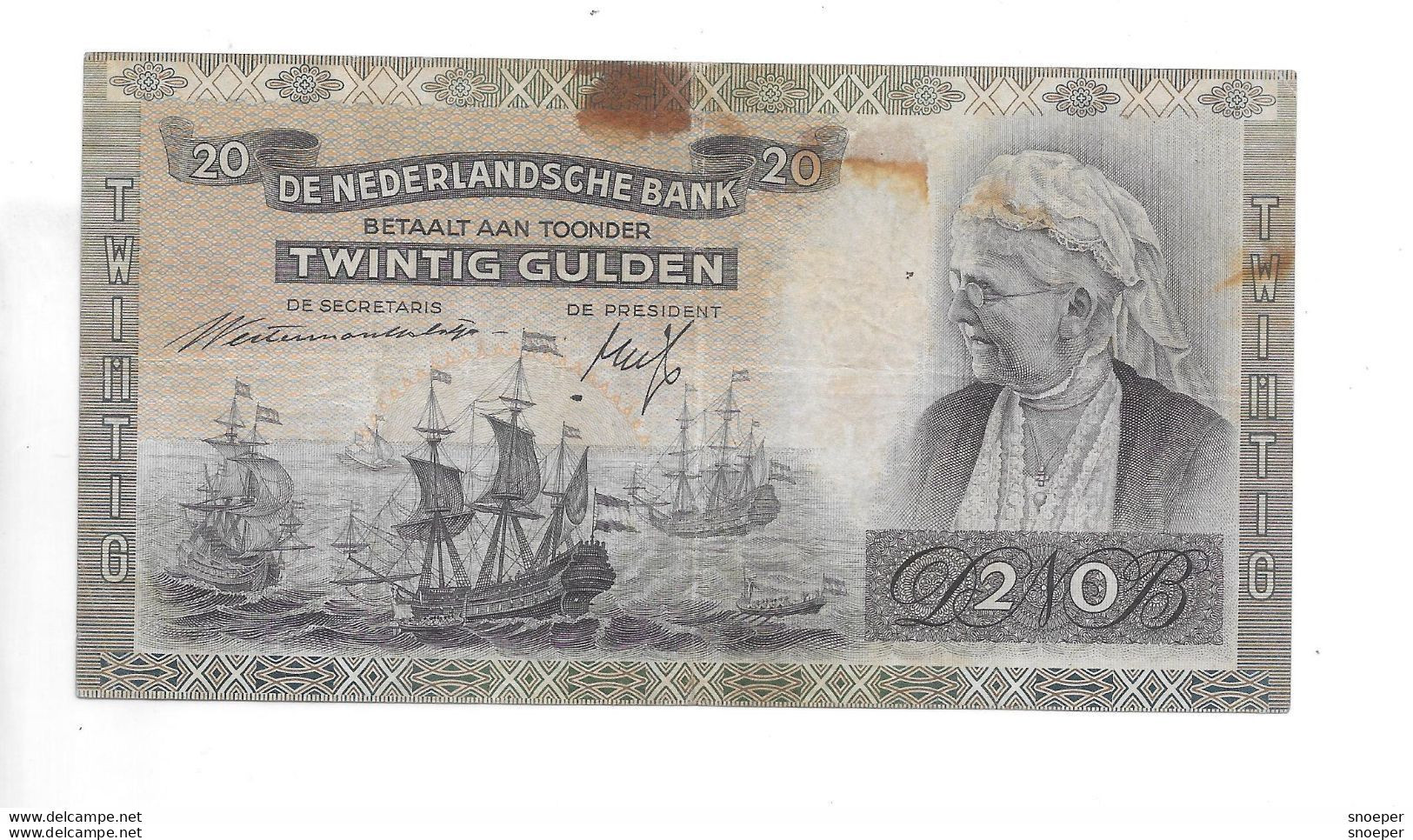 *netherlands 20 Gulden 1939  53 - 20 Gulden