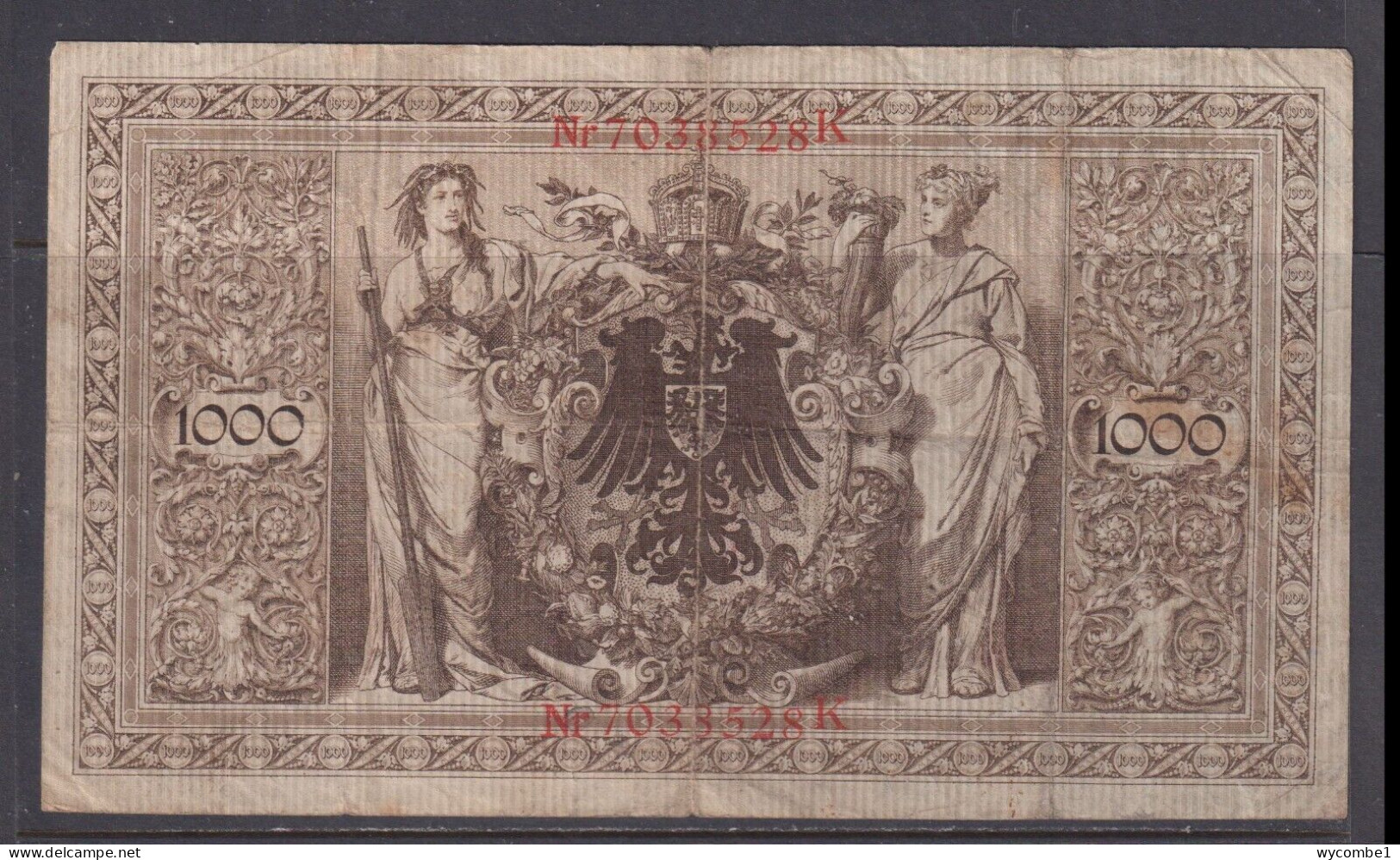 GERMANY - 1910 1000 Mark Circulated Banknote - 1000 Mark