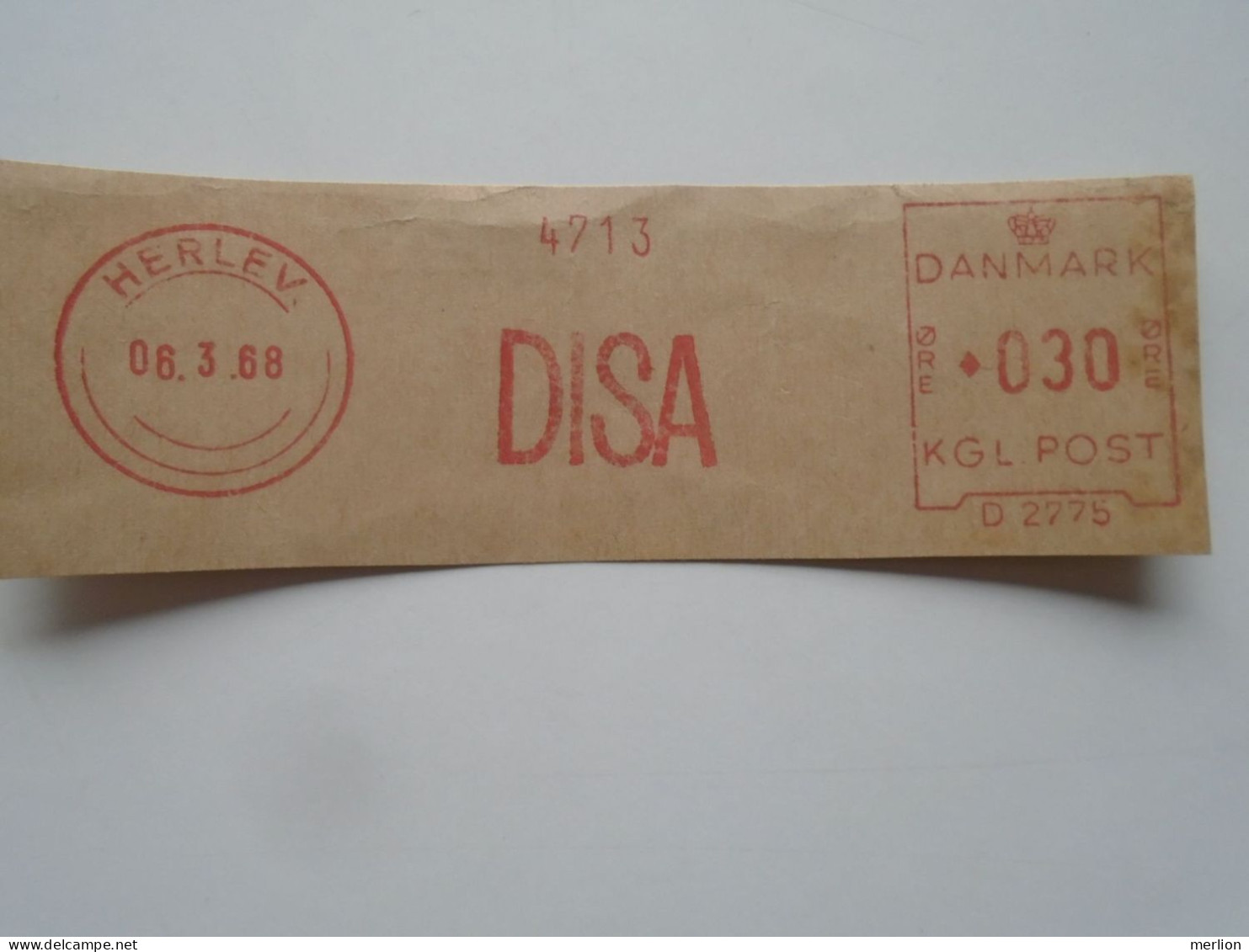 D200340  Red  Meter Stamp - EMA - Freistempel  - Denmark -Danmark - DISA  1968 Herlev - Franking Machines (EMA)