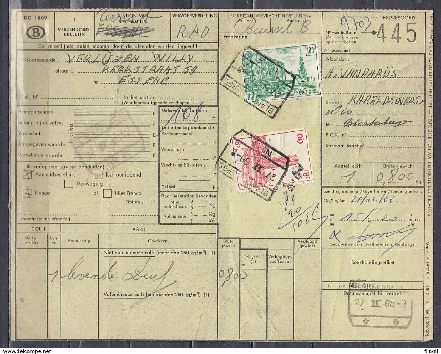 Vrachtbrief Met Stempel BLANKENBERGE N°4 - Documents & Fragments