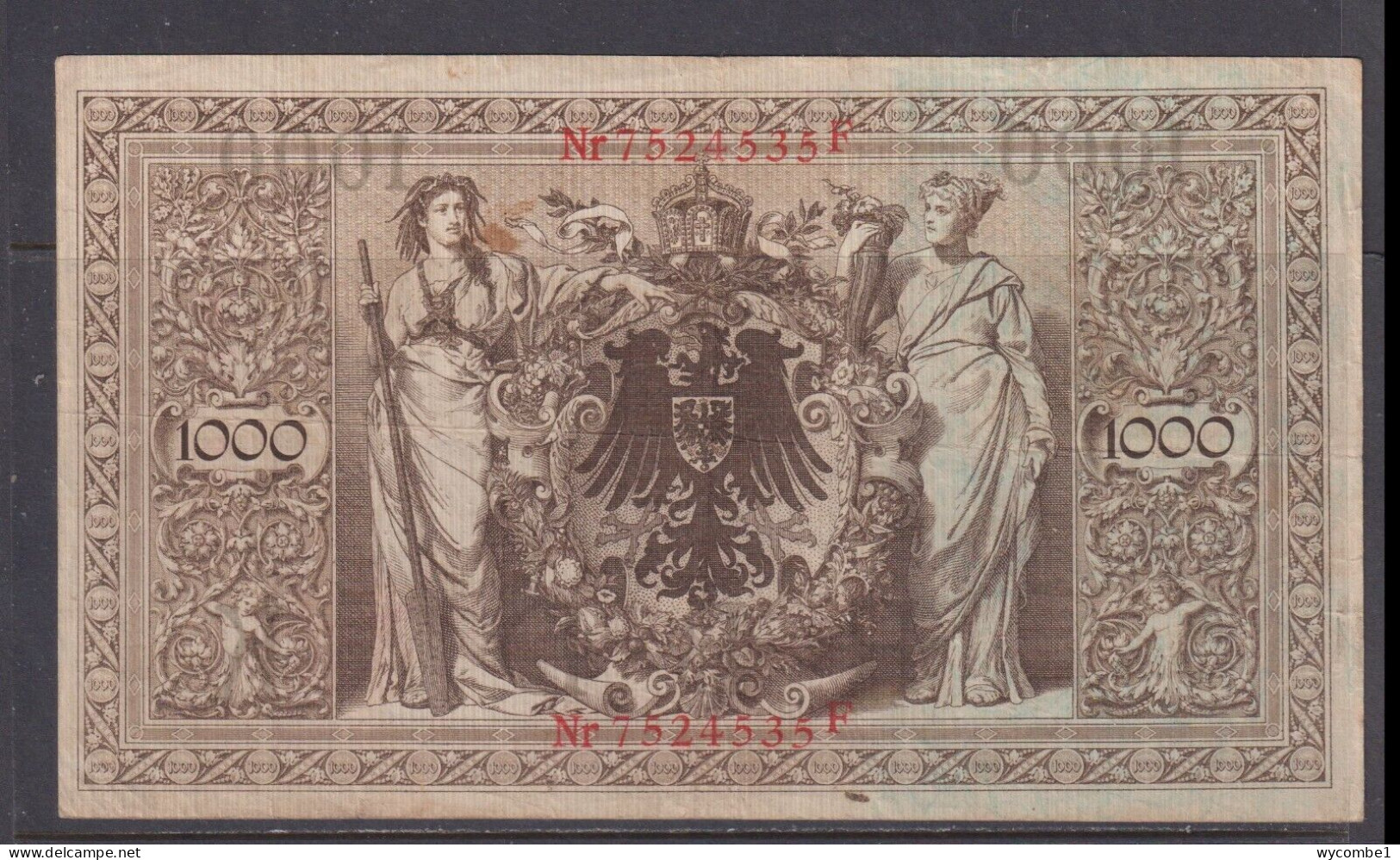 GERMANY - 1910 1000 Mark Circulated Banknote - 1000 Mark