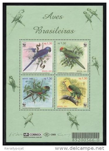 Brazil - 2001 Native Parrots Block MNH__(FIL-10140) - Blocks & Kleinbögen