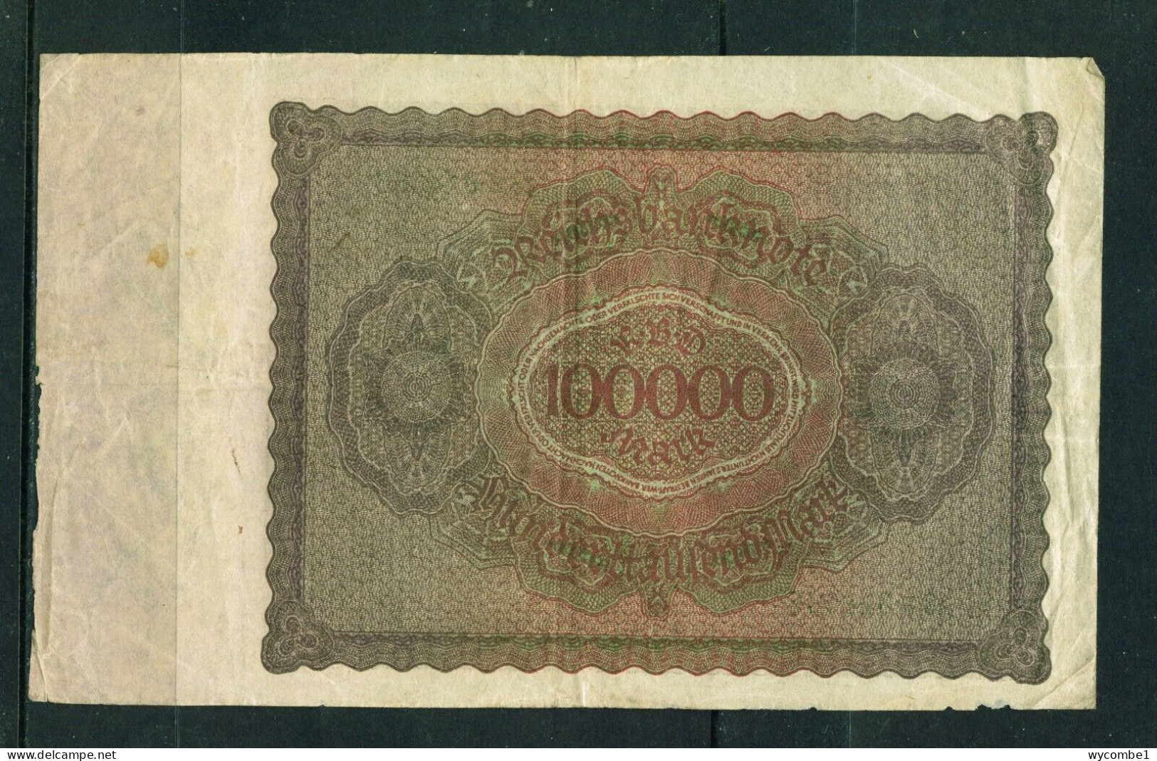 GERMANY - 1923 100000 Mark Circulated Banknote - 100000 Mark