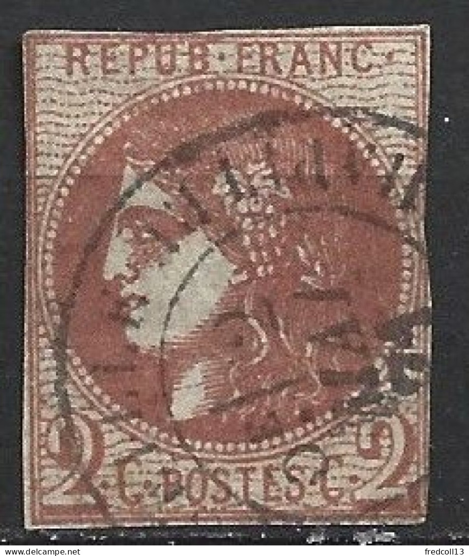 FRANCE 40B Oblitéré ( Touché ) Côte 375 € ( CACHET à DATE TYPE 17 ) - 1870 Emission De Bordeaux