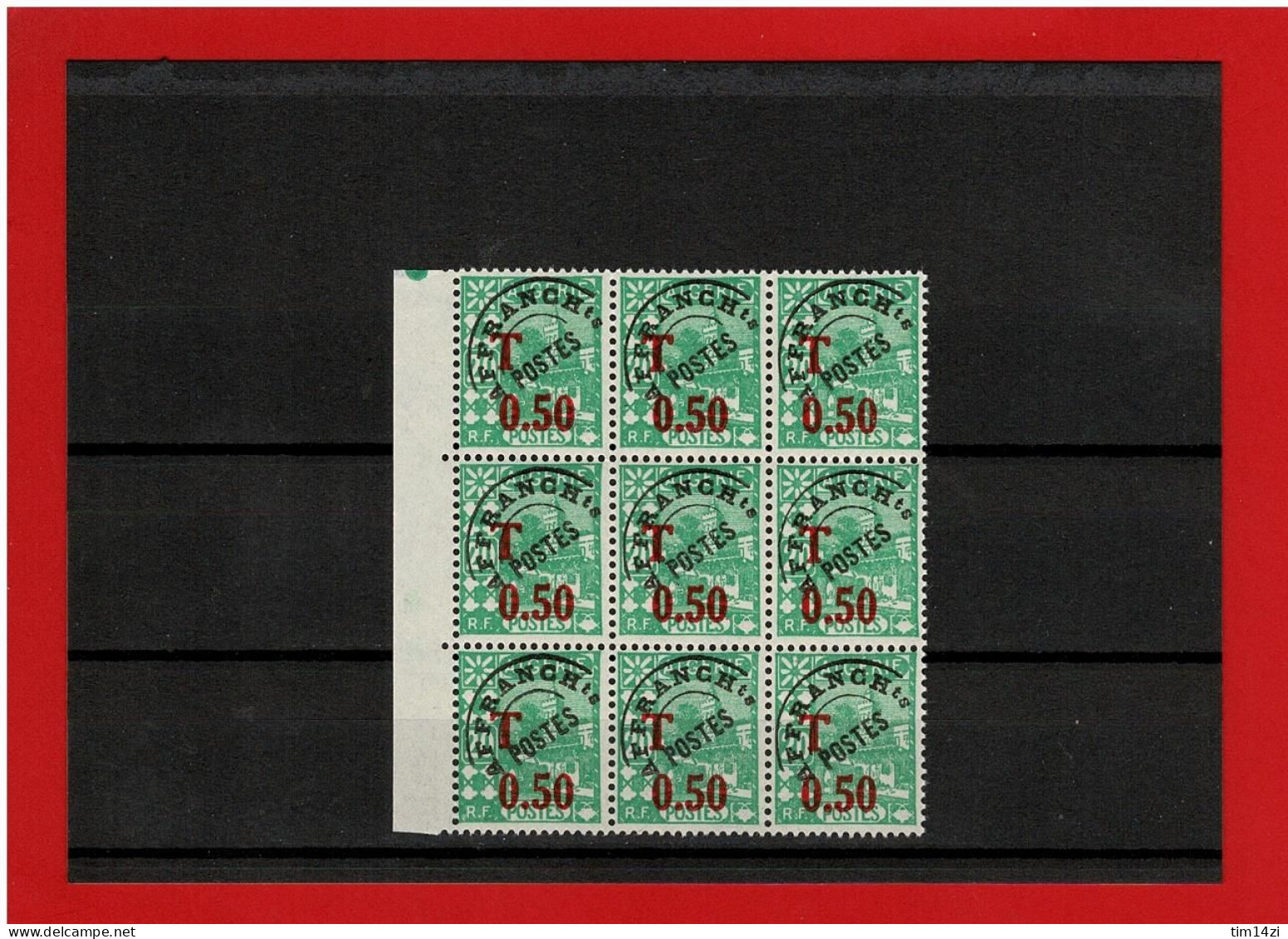 ALGERIE - 1944 - N°28** TAXE - SUPERBE - MOSQUEE - BLOC De 9 TIMBRES  SANS CHARNIERE - BORD DE FEUILLE - Strafport