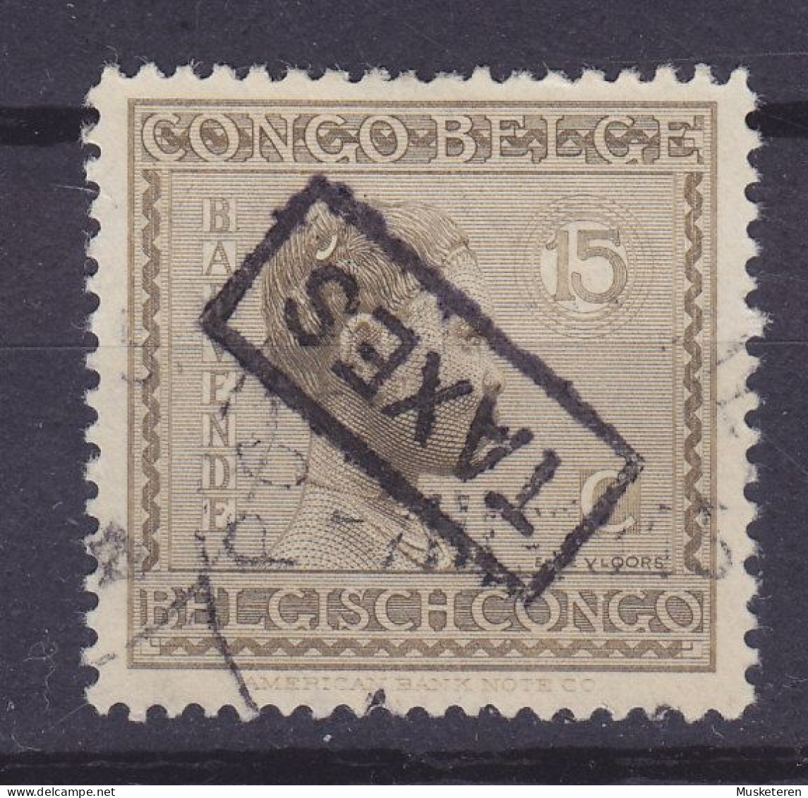 Belgian Congo 1923/24 Mi. 68, 15c. Babuende Frau Hanstamped Boxed 'TAXES' (o) - Gebraucht