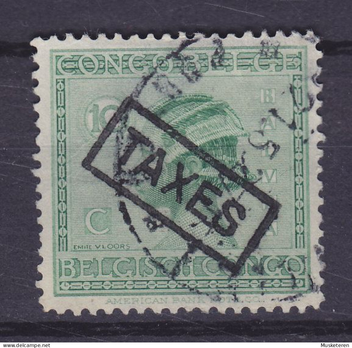 Belgian Congo 1923/24 Mi. 67, 10c. Baluba Frau Hanstamped Boxed 'TAXES' (o) - Gebruikt