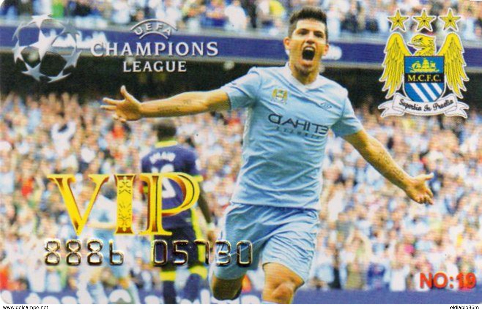 TRADING CARD - VIP CARD CHAMPIONS LEAGUE - SOCCER FOOTBALL - SERGIO AGUERO (MANCHESTER CITY) - Andere & Zonder Classificatie