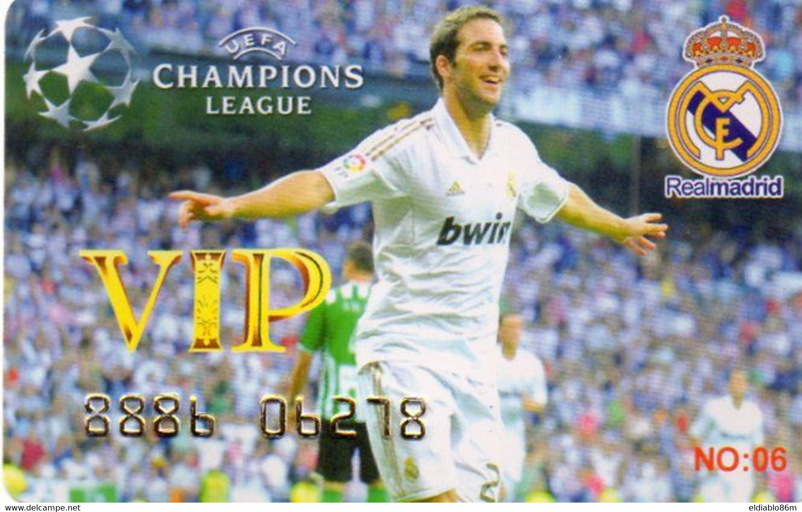 TRADING CARD - VIP CARD CHAMPIONS LEAGUE - SOCCER FOOTBALL - GONZALO HIGUAIN (FC REAL MADRID) - Autres & Non Classés