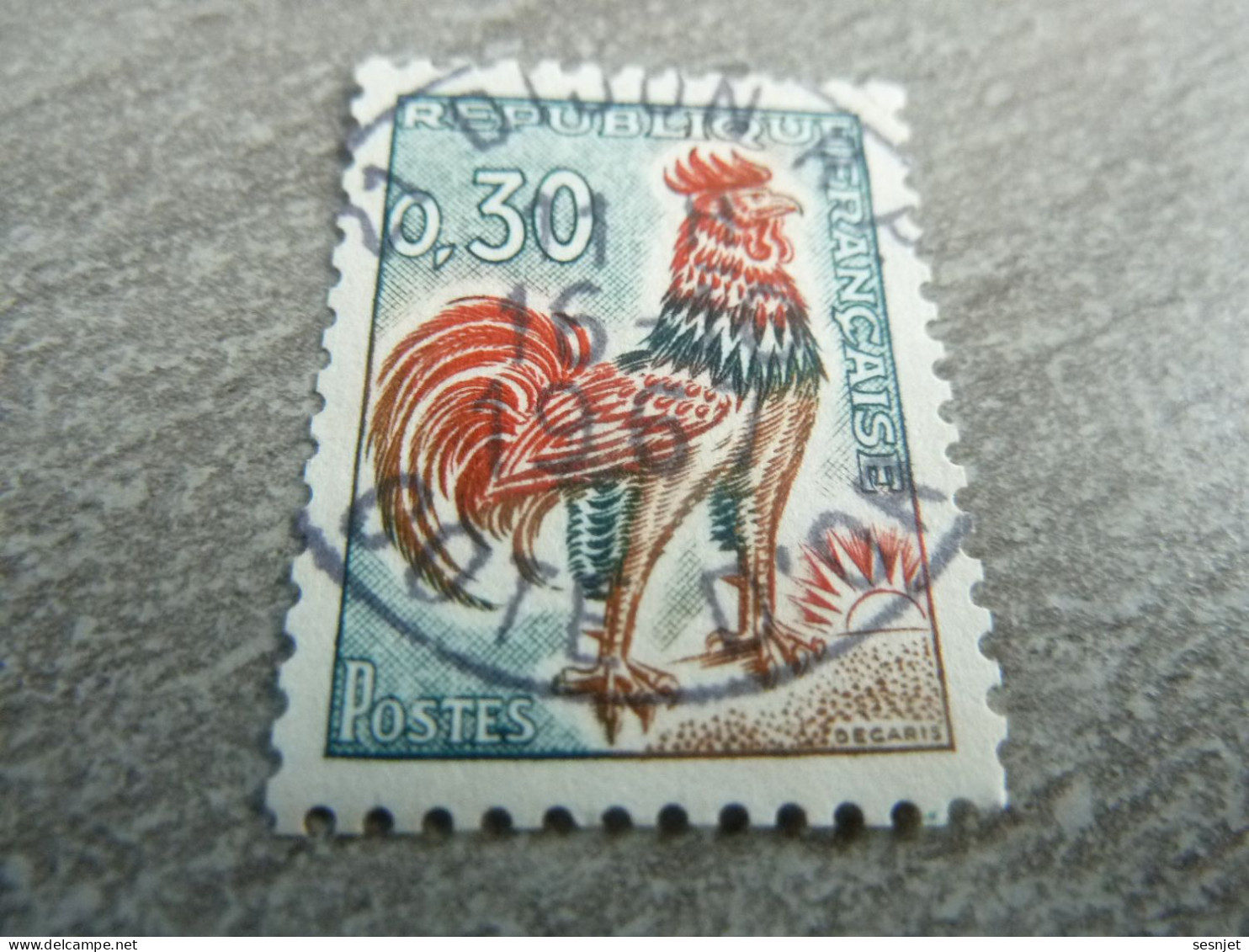 Type Coq De Decaris - 30c. - Yt 1331 A - Vert, Rouge Et Bistre - Oblitéré - Année 1964 - - 1962-1965 Coq De Decaris