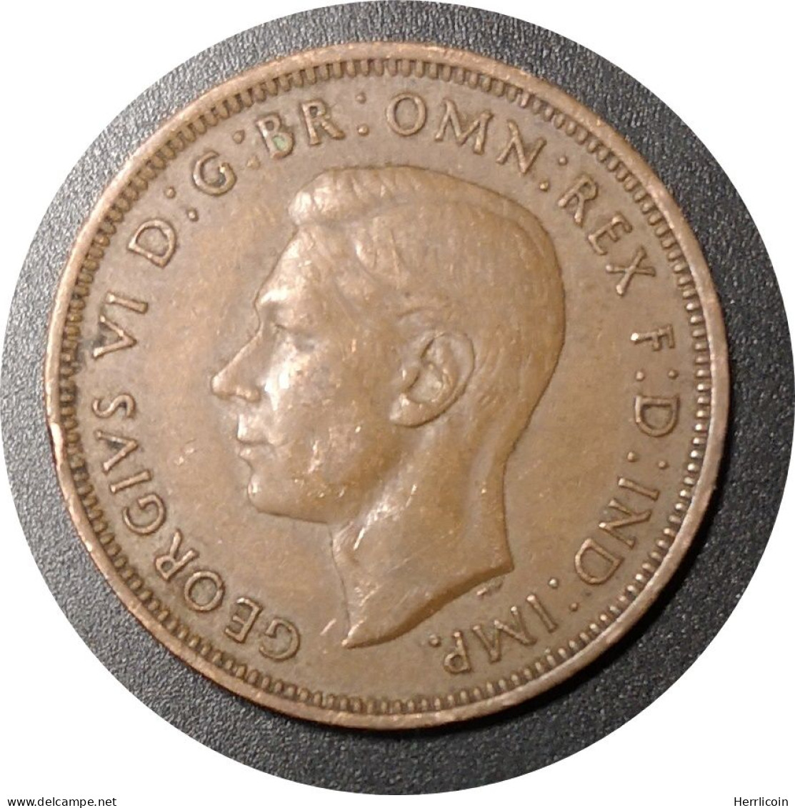 Monnaie Royaume Uni - 1943 - Demi Penny George VI Avec "IND:IMP." - C. 1/2 Penny