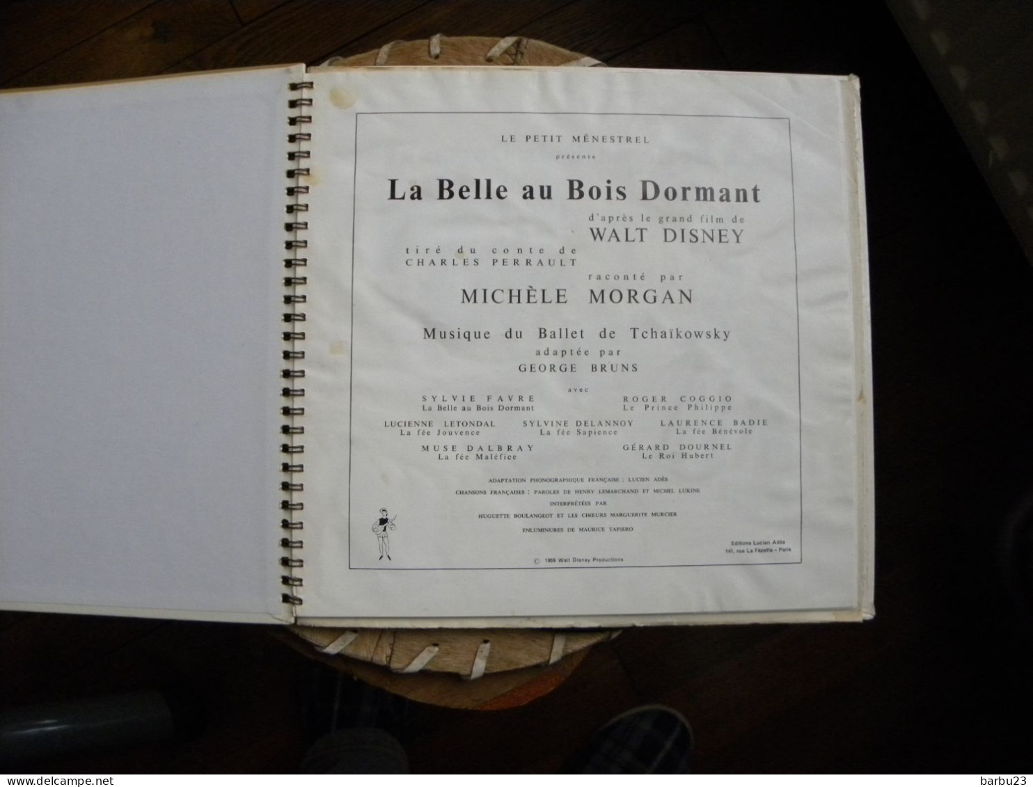 Livre Disque 33T La Belle Au Bois Dormant D'après Le Film De W. Disney, Lu Par Michèle Morgan - Children