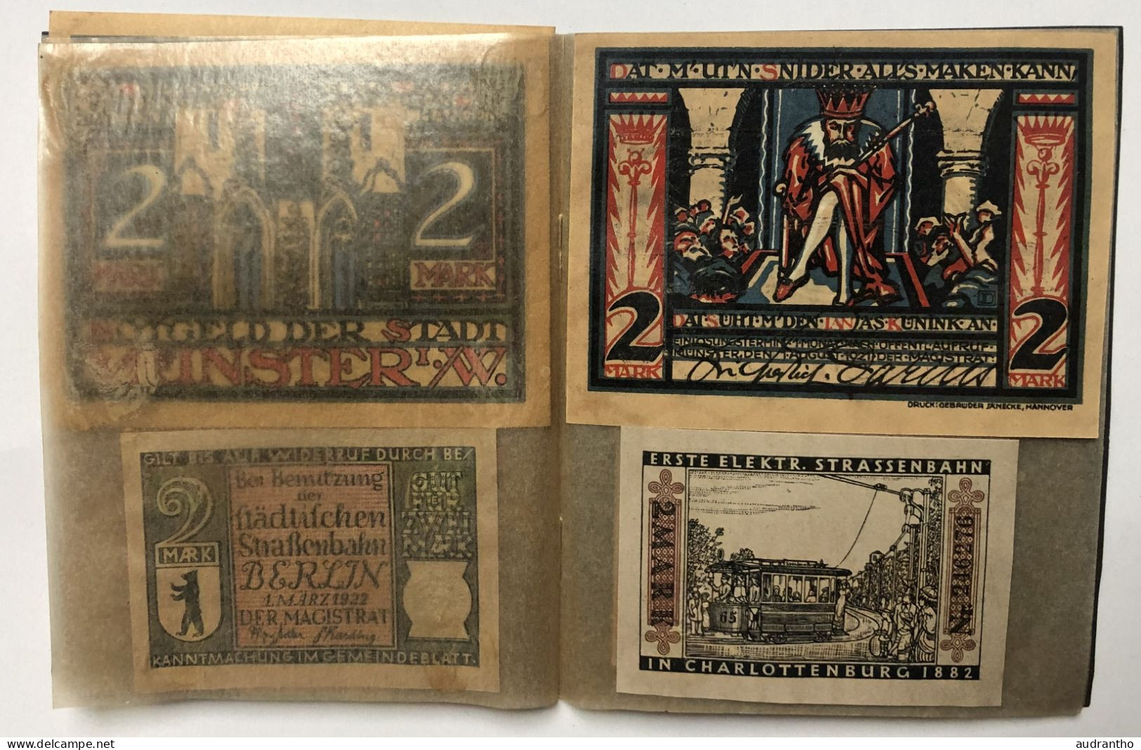 livret rare avec 20 billets allemands Notgeld années 1920 - Munster Oberammergau Berlin - banknote