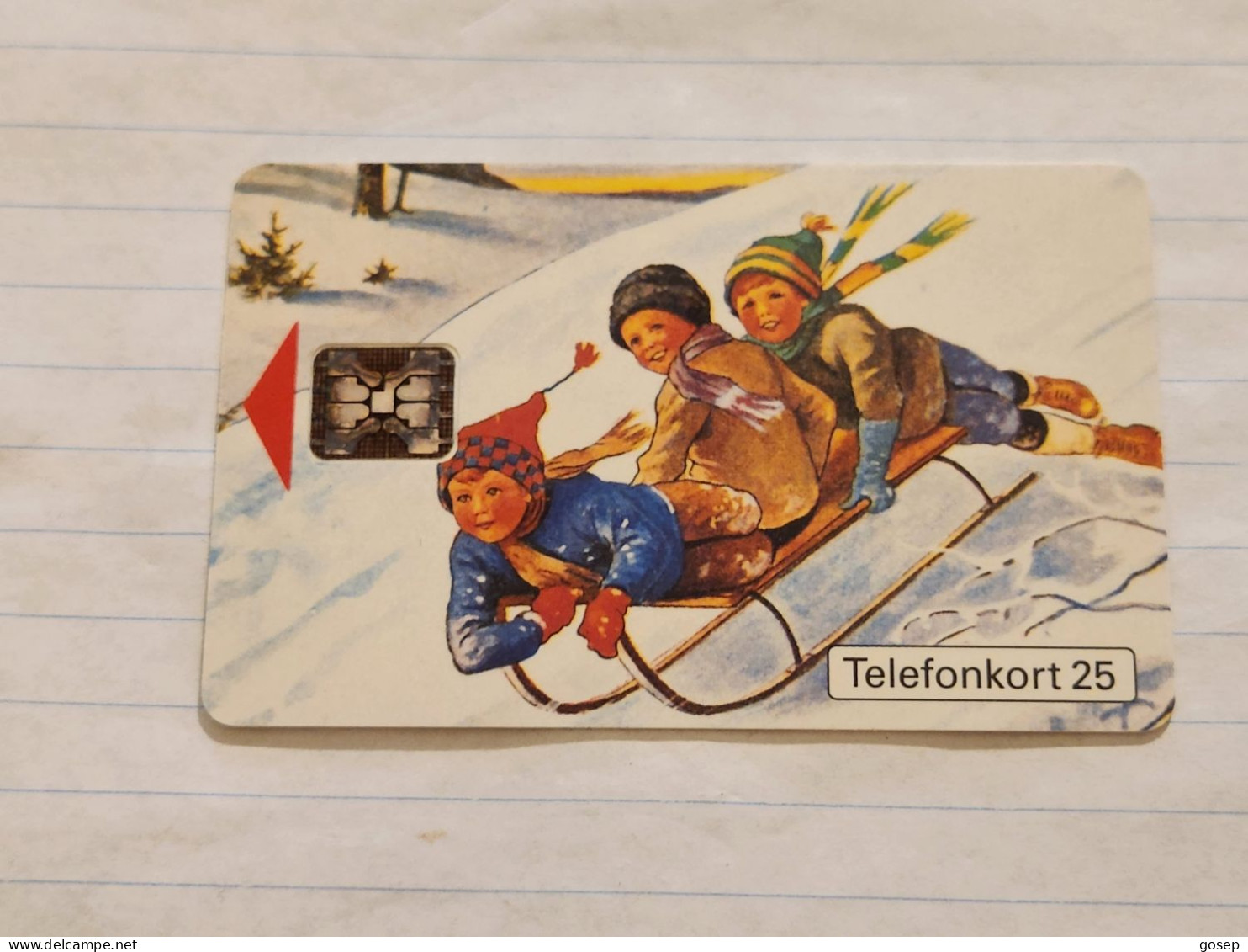 SWEDEN-(SE-TEL-025-0033)-Christmas Card-Skiing(2)(25 Telefonkort)(tirage-5.000)(C3B000620)-used Card+1card Prepiad Free - Suède