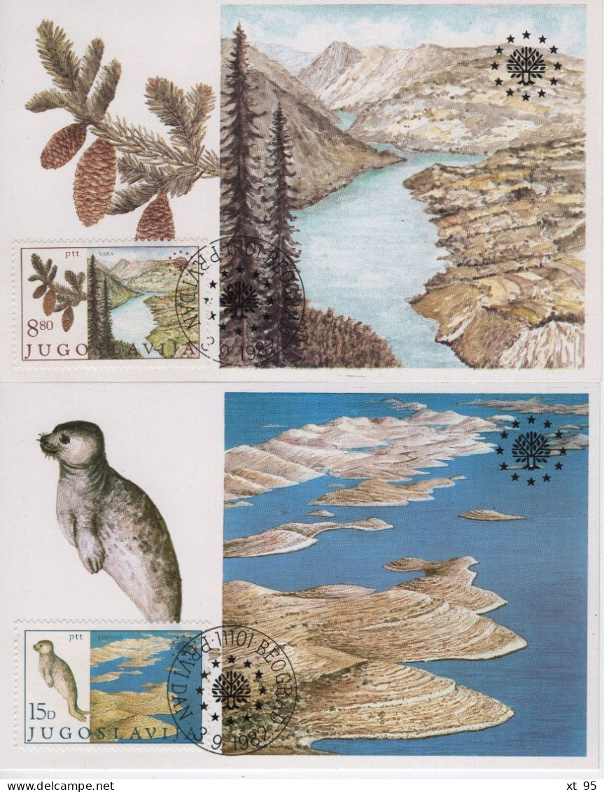 Yougoslavie - N°1827 à 1828 - Protection De La Nature - Carte Maximum - Maximum Cards