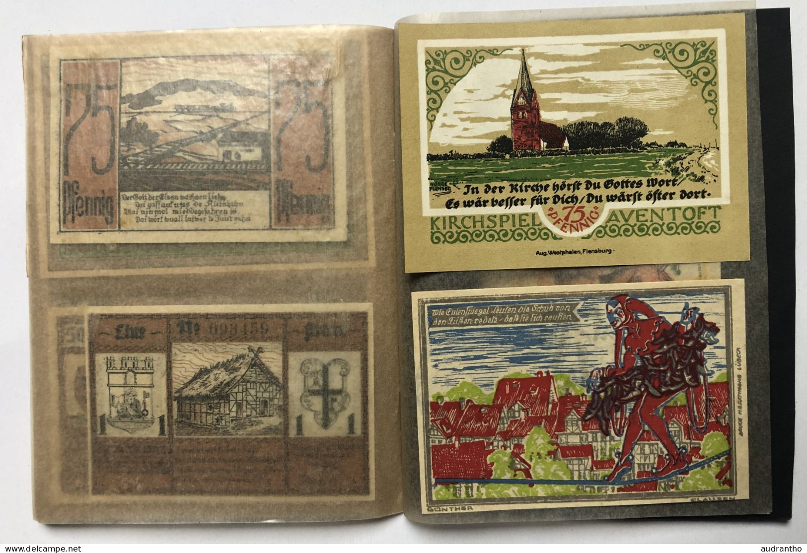 livret rare avec 19 billets allemands Notgeld années 1920 - BREMEN Deutsche amerika woche