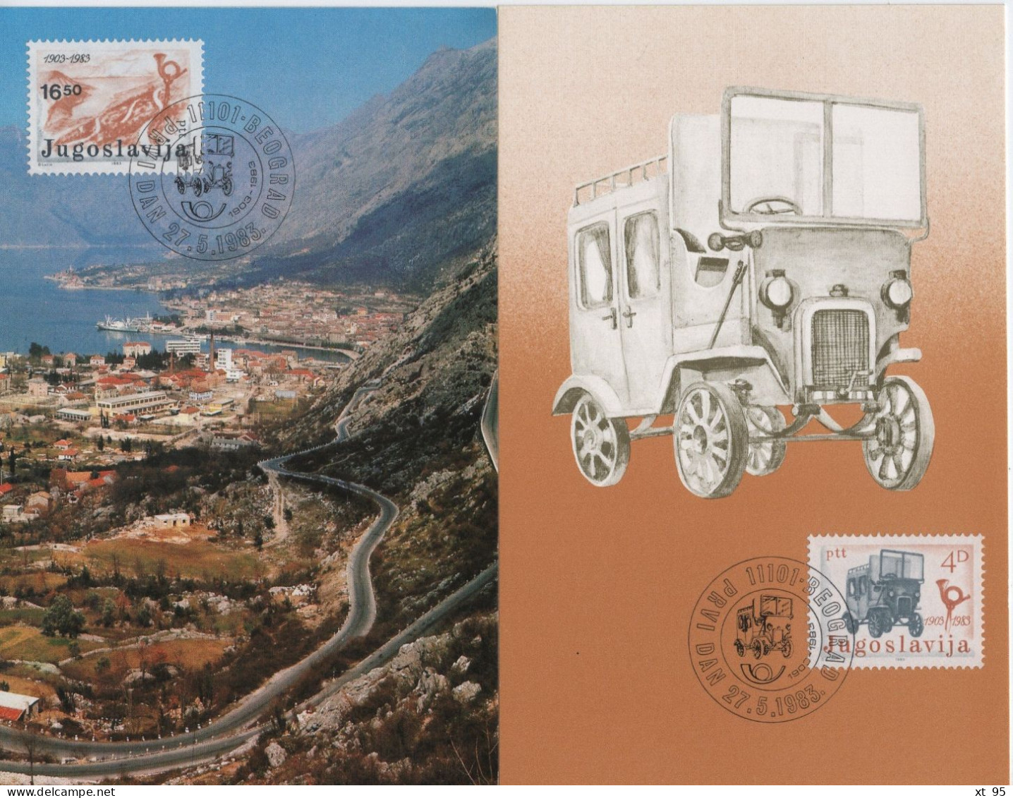 Yougoslavie - N°1872 à 1873 - Transport Automobile Du Courrier Postal - Carte Maximum - Maximumkaarten