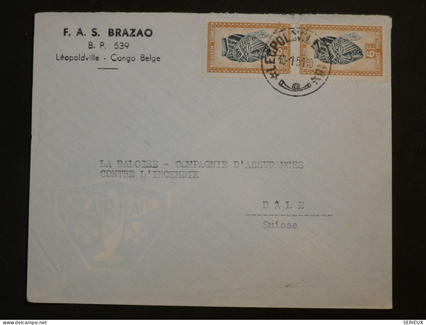 DG9  CONGO BELGE  BELLE LETTRE  1952 LEOPOLDVILLE   BALE   SUISSE  +KIKWIT  +AFF. INTERESSANT+++++ - Briefe U. Dokumente