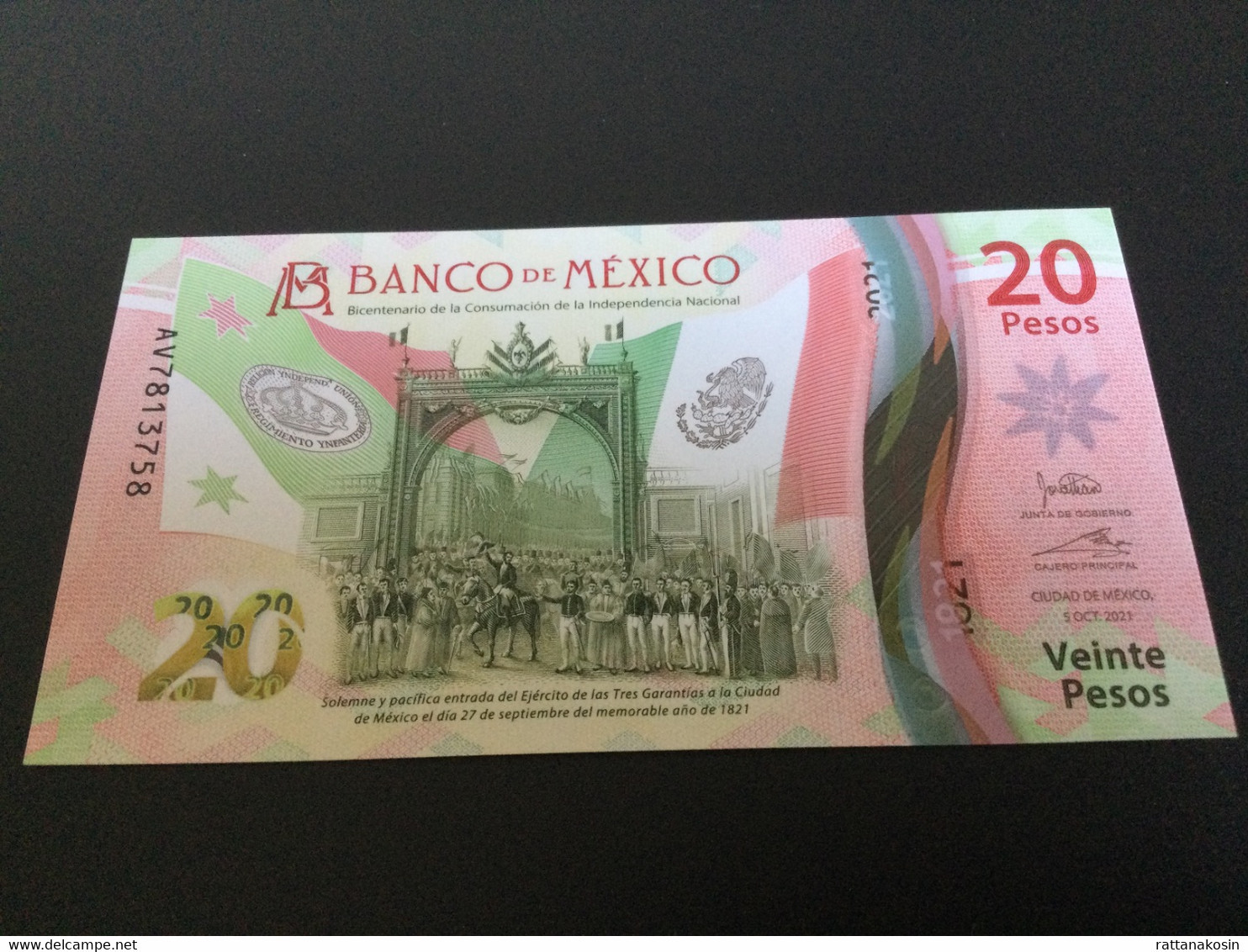 MEXICO NLP =B726c 20 Pesos 5 October 2021 #AV UNC. - Mexique