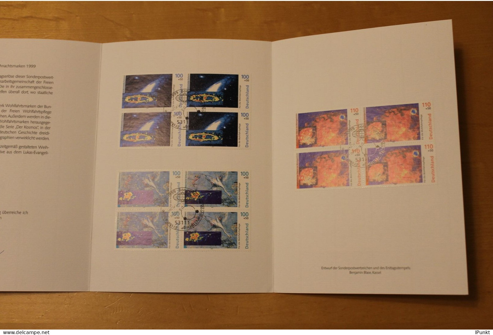 Deutschland 1999: Ministerkarte Wohlfahrt: Kosmos; Hologramm; MiNr. 2077-81 - Hologramas