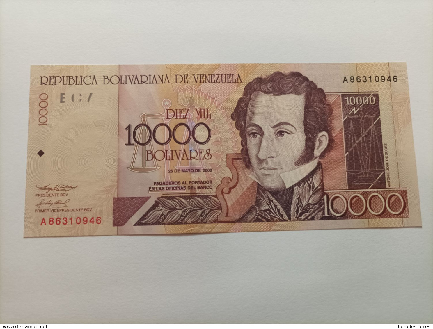 Billete De Venezuela De 10000 Bolívares, Año 2000, Serie A, UNC - Venezuela