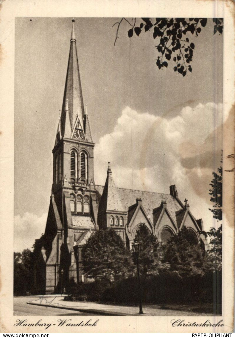 2000 HAMBURG - WANDSBEK, Christuskirche, 1943, Kl. Druckstelle, Leicht Fleckig - Wandsbek