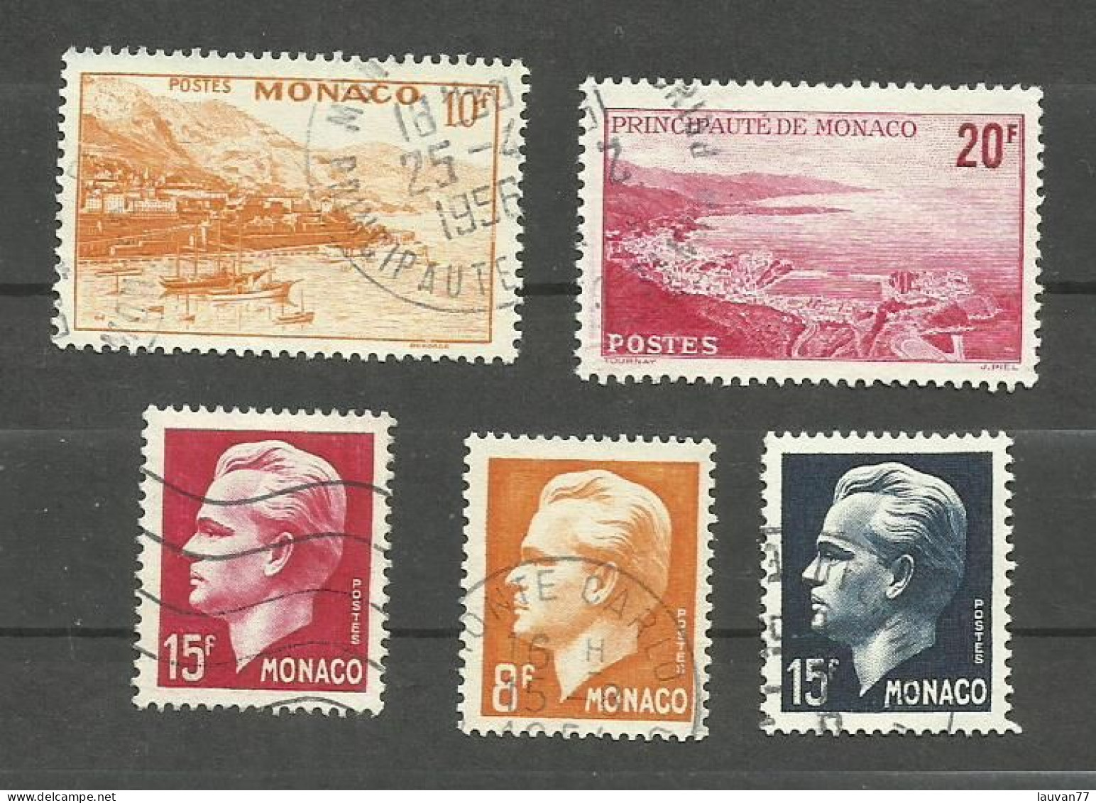 Monaco N°311A, 312, 348, 366, 367 Cote 4€ - Gebruikt