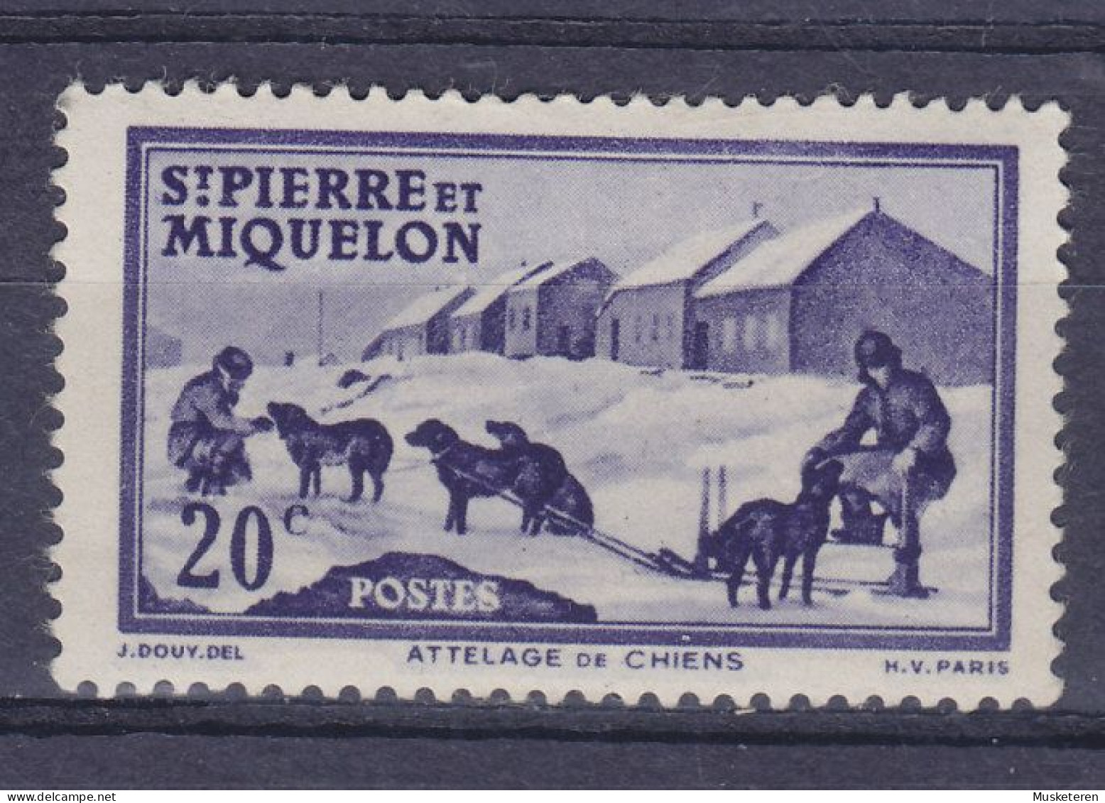 Saint-Pierre & Miquelon 1938 Mi. 176,  20c. Hundegespann Attelage Du Chiens, MH* - Nuevos