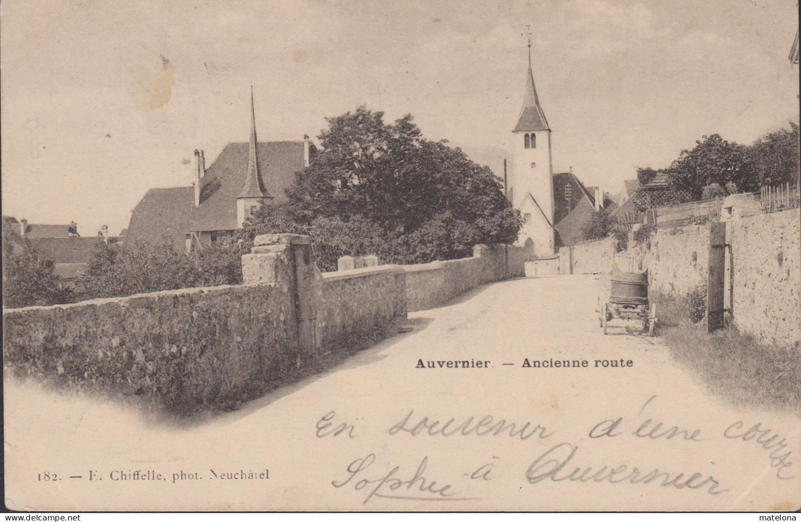 SUISSE NE NEUCHATEL AUVERNIER ANCIENNE ROUTE  PRECURSEUR VOYAGEE 1900 - Auvernier