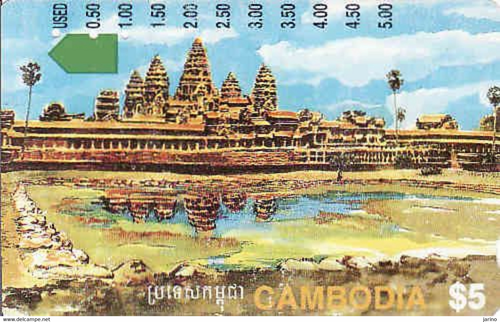 Cambodia Magnetic Anritsu Phonecard,  Angkor Wat, Used - Kambodscha