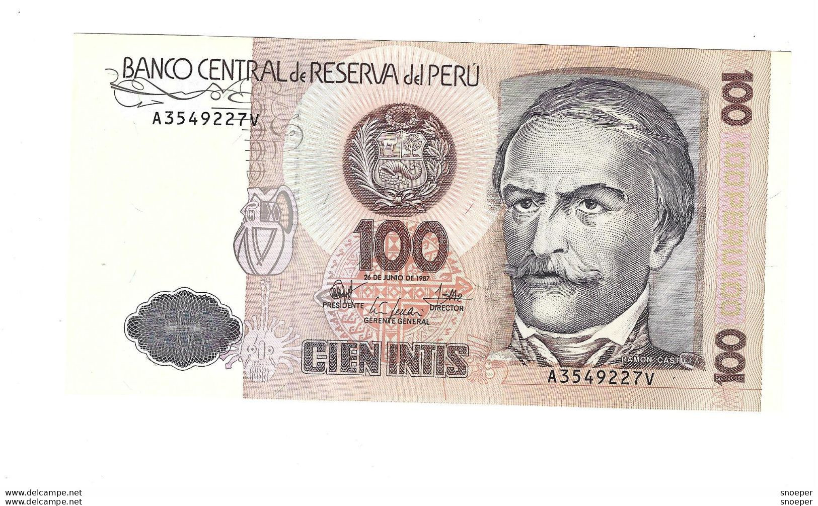 Peru 100 Intis  1987  133   Unc - Perù