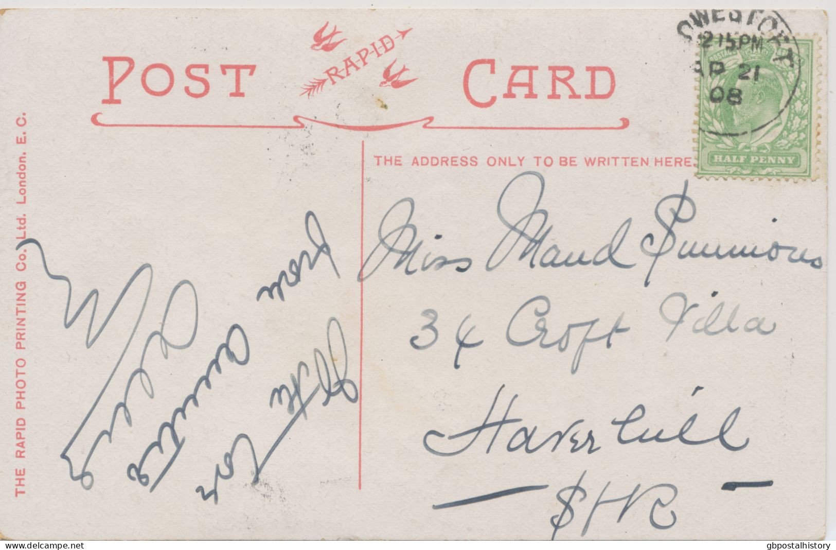 GB VILLAGE POSTMARKS 1908 CDS 23mm "LOWESTOFT" On Nice Postcard - A Charity Concert - Cartas & Documentos