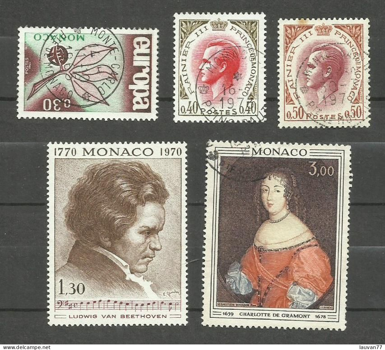 Monaco N°675, 772, 774, 842, 846 Cote 4.40€ - Used Stamps