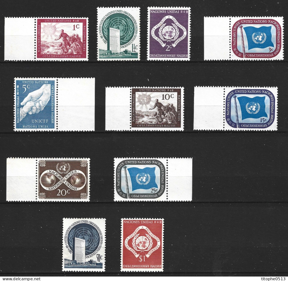 ONU NEW YORK. N°1-11 De 1951. Série Courante. - Unused Stamps