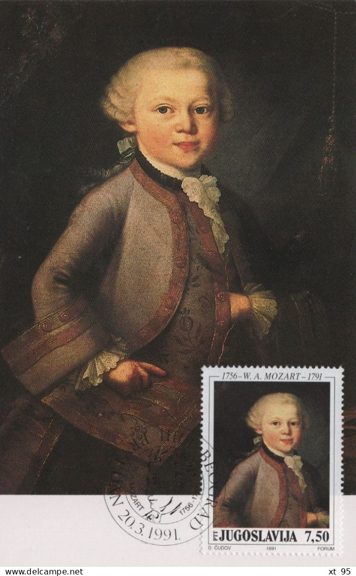 Yougoslavie - N°2337 - Mozart - Carte Maximum - Maximumkarten