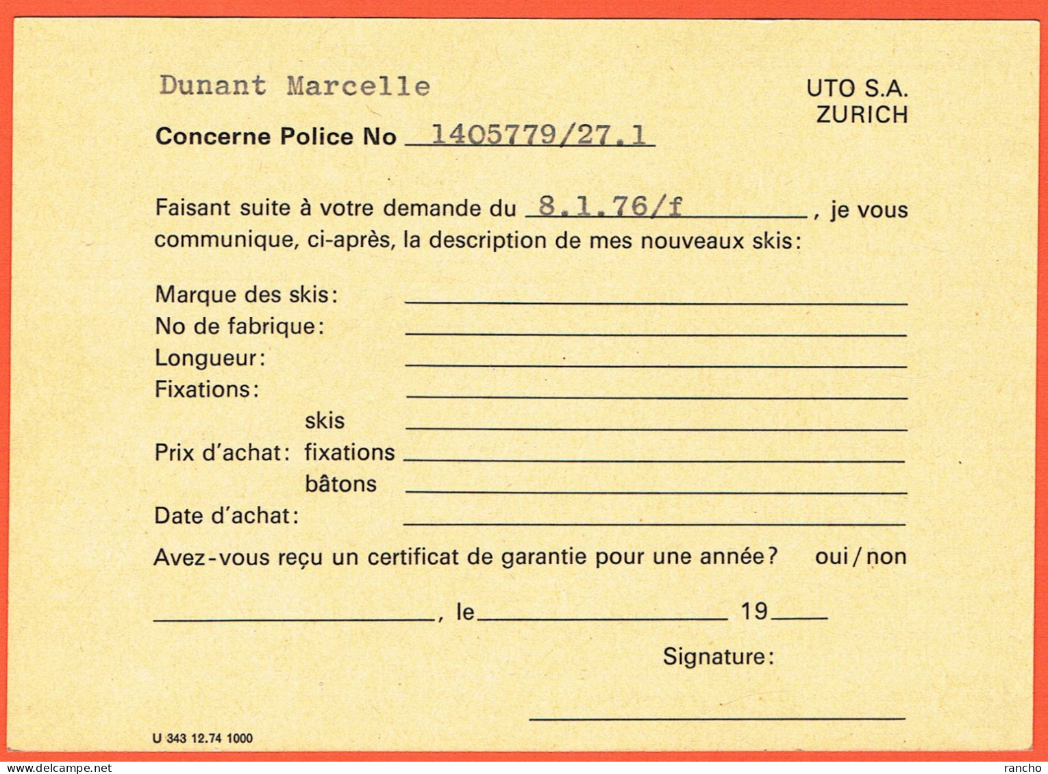 SUISSE . CARTE POSTALE + TAMPON 10cts . OBLITERE . ZÜRICH .8.1.1976. Pour .ZÜRICH . - Entiers Postaux
