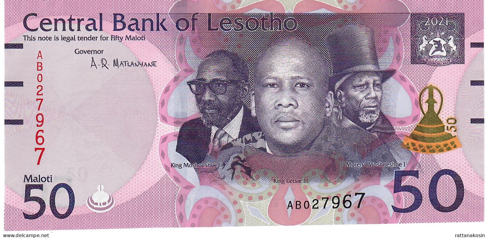 LESOTHO NLP (=B229) 50 MALOTI 2021 UNC. - Lesoto