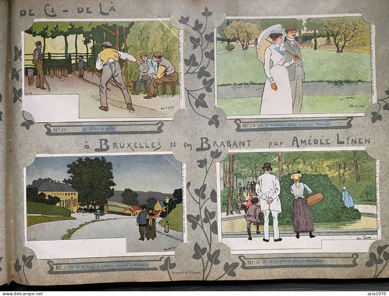 Illustrateur Amédée Lynen album complet 200 Cartes postales en Litho Bruxelles et Brabant   de çi - de là
