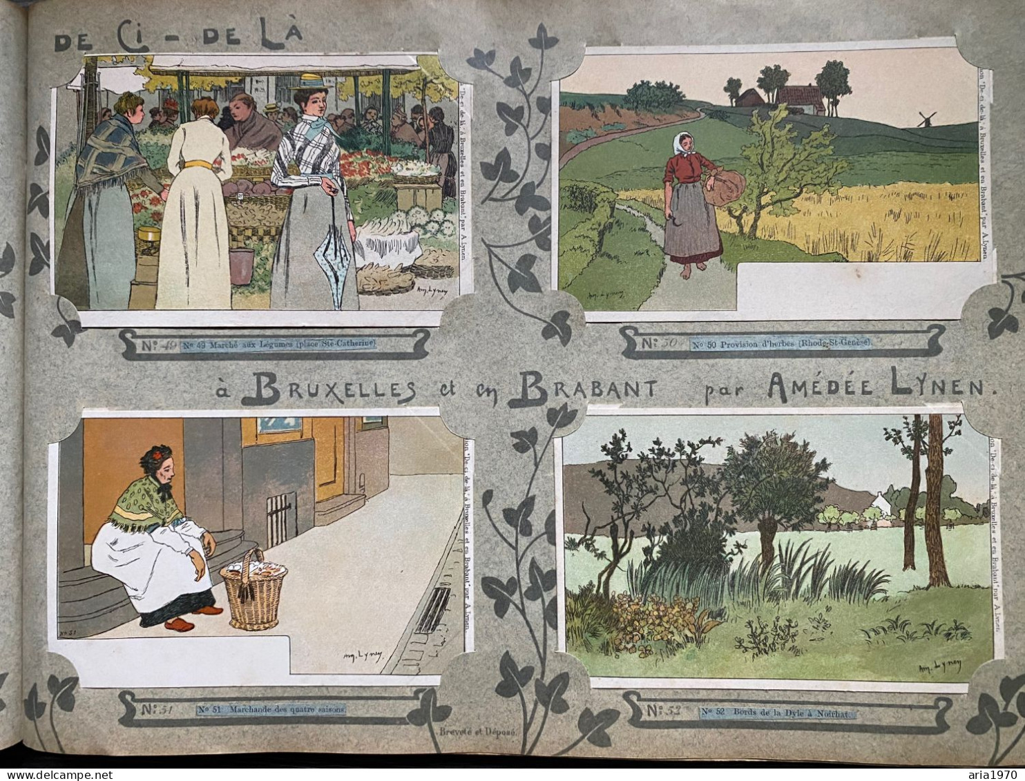 Illustrateur Amédée Lynen album complet 200 Cartes postales en Litho Bruxelles et Brabant   de çi - de là