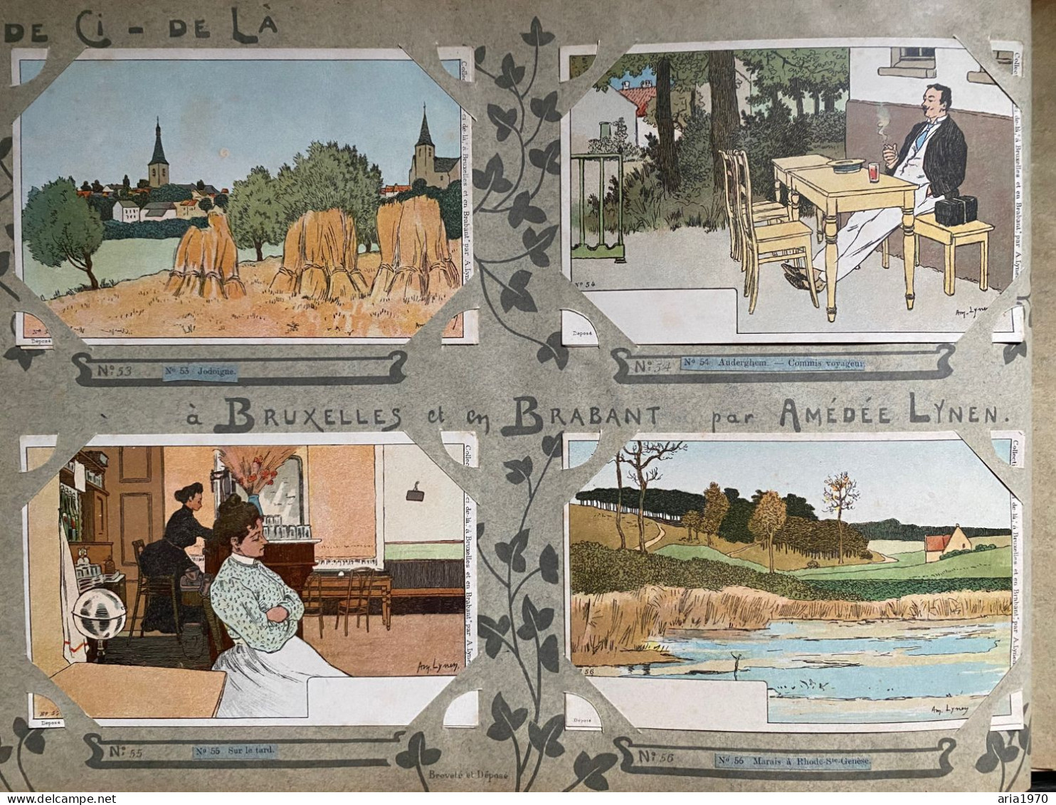 Illustrateur Amédée Lynen album complet 200 Cartes postales en Litho Bruxelles et Brabant   de çi - de là