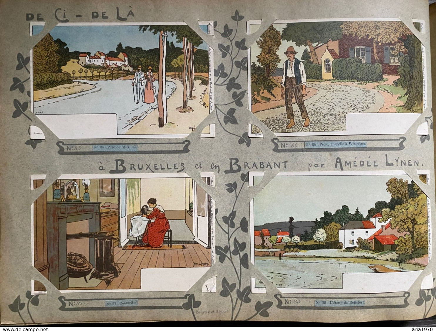 Illustrateur Amédée Lynen album complet 200 Cartes postales en Litho Bruxelles et Brabant   de çi - de là