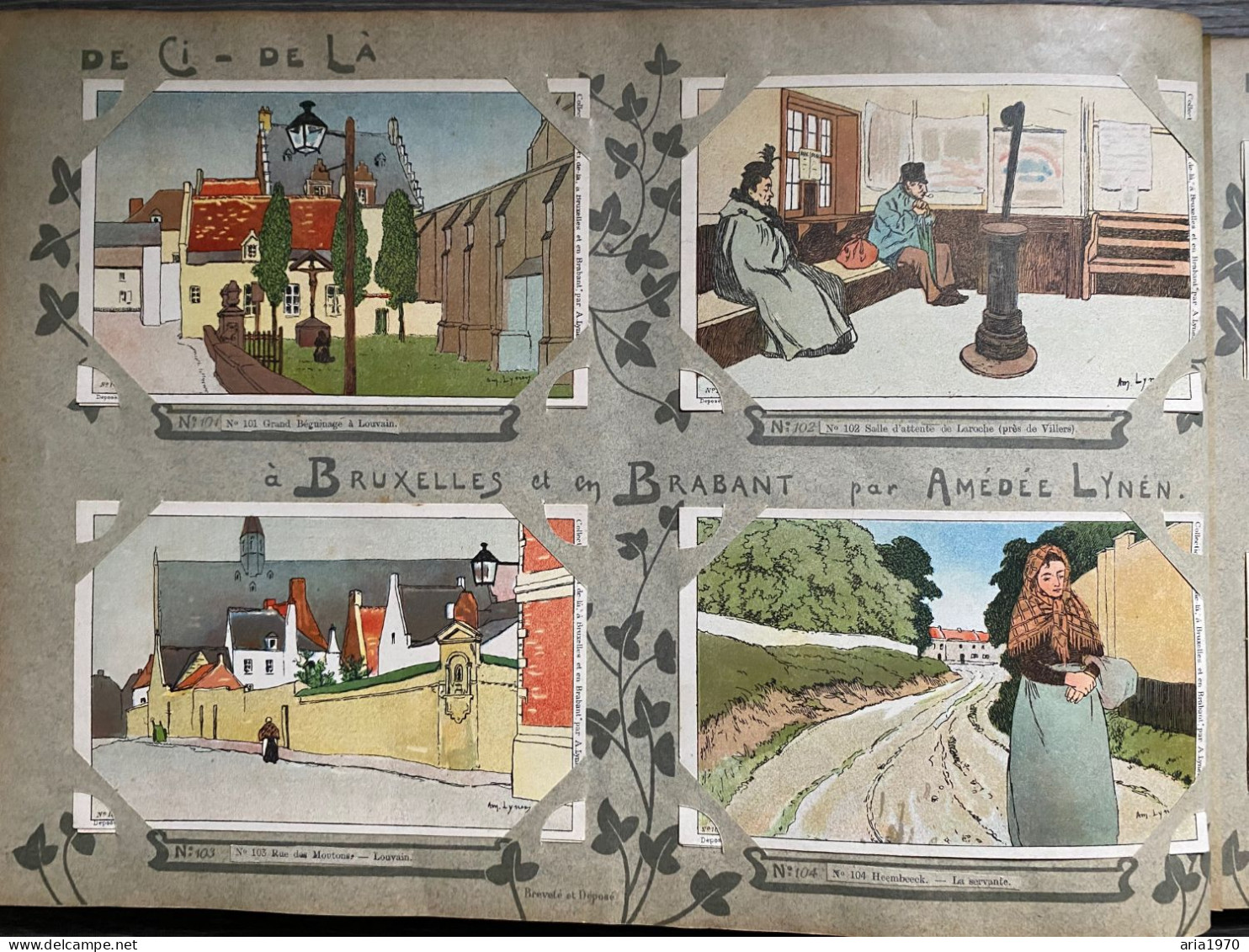 Illustrateur Amédée Lynen album complet 200 Cartes postales en Litho Bruxelles et Brabant   de çi - de là