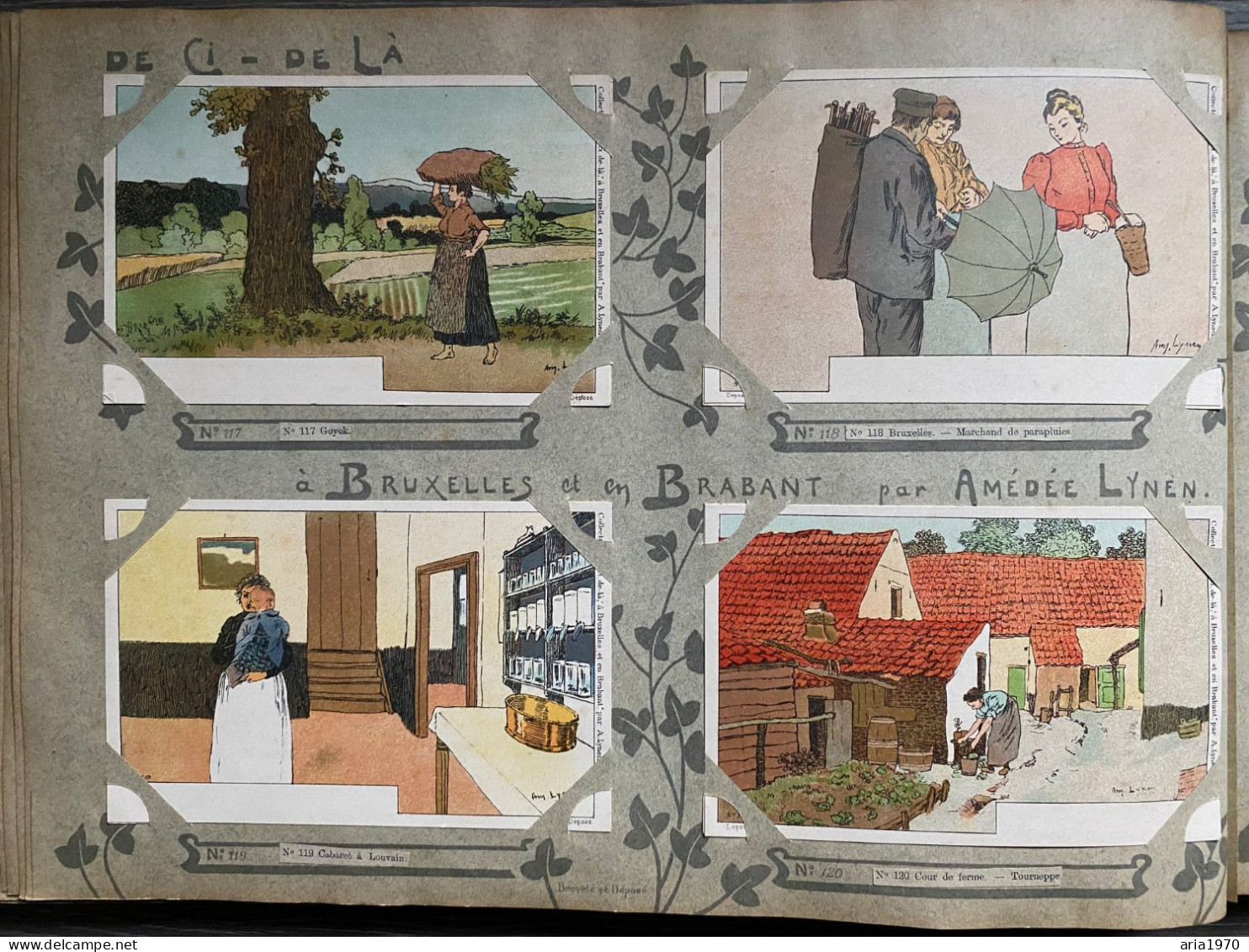 Illustrateur Amédée Lynen album complet 200 Cartes postales en Litho Bruxelles et Brabant   de çi - de là