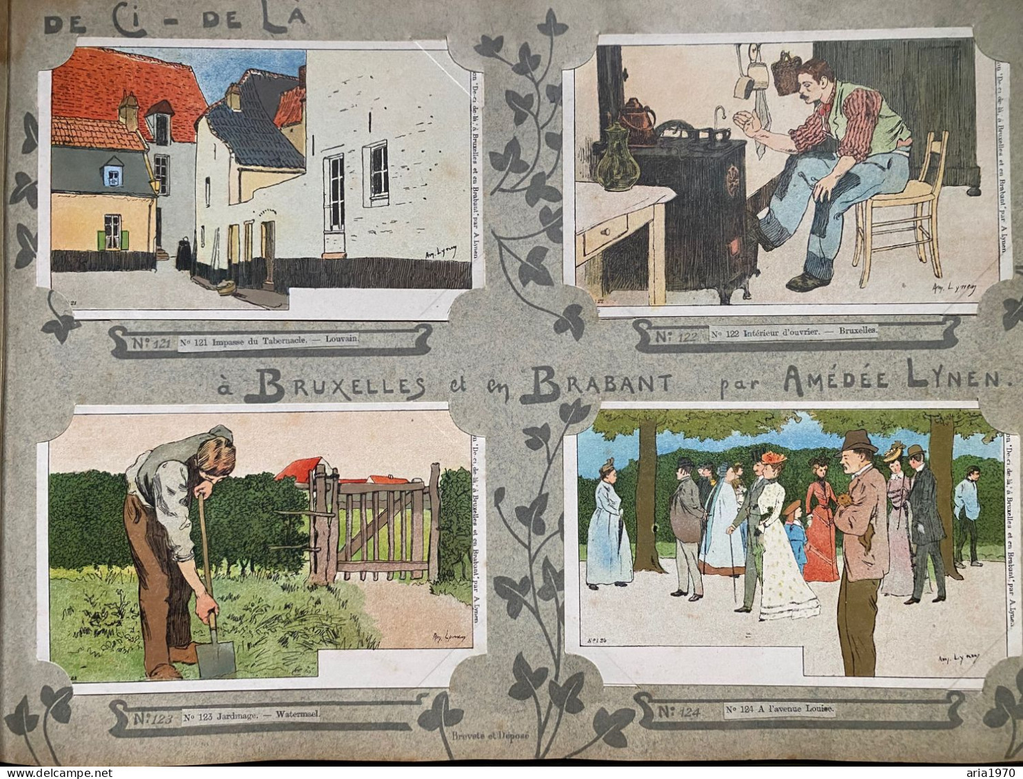 Illustrateur Amédée Lynen album complet 200 Cartes postales en Litho Bruxelles et Brabant   de çi - de là