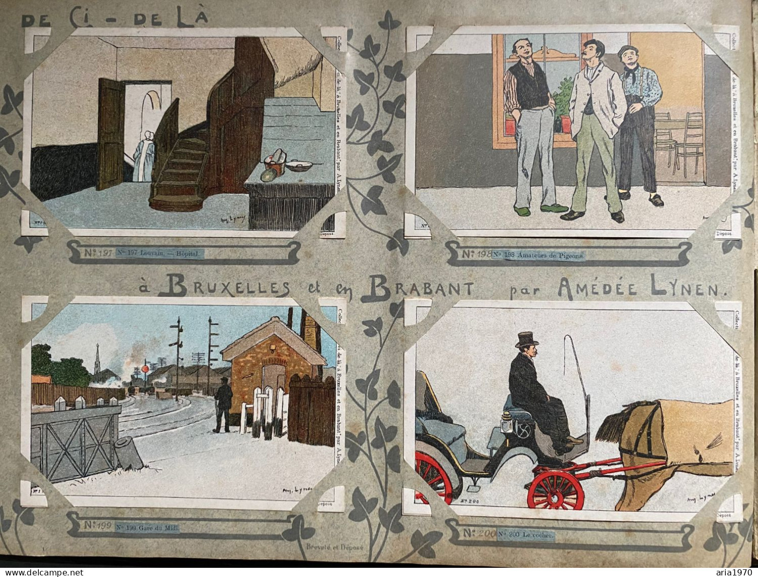 Illustrateur Amédée Lynen album complet 200 Cartes postales en Litho Bruxelles et Brabant   de çi - de là