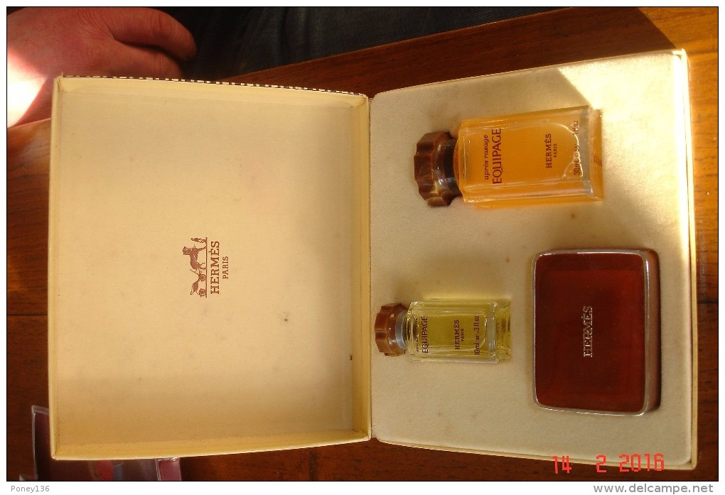 Coffret Equipage Hermes Eau De Toilette 10 Ml,après-rasage 30 Ml Savon 24 Grs 1981.Complet Non Touché. - Men