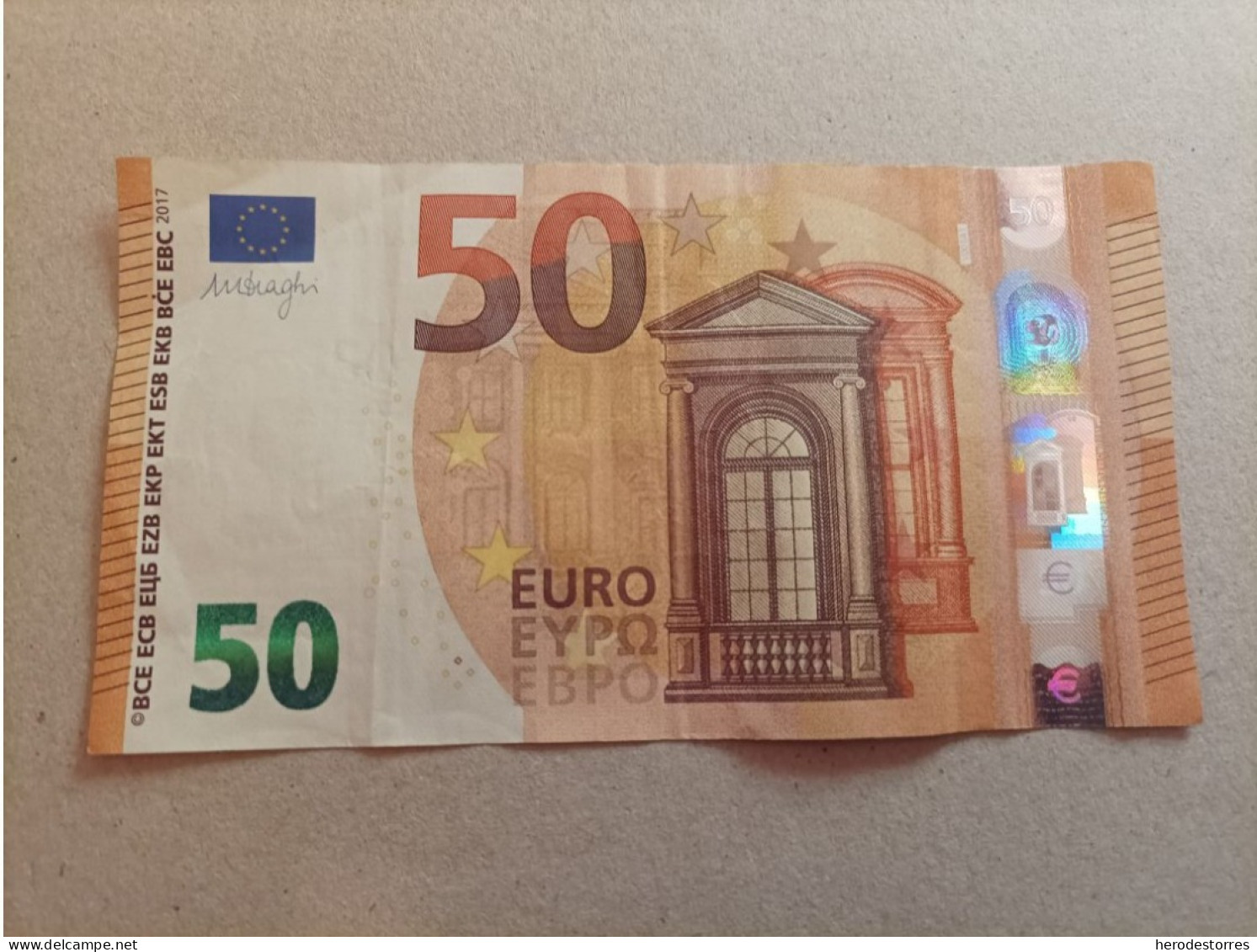 50 EURO SPAIN (VA) V001A1 First Position, DRAGHI, Scarce - 50 Euro